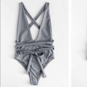 Gray One piece bathing suit